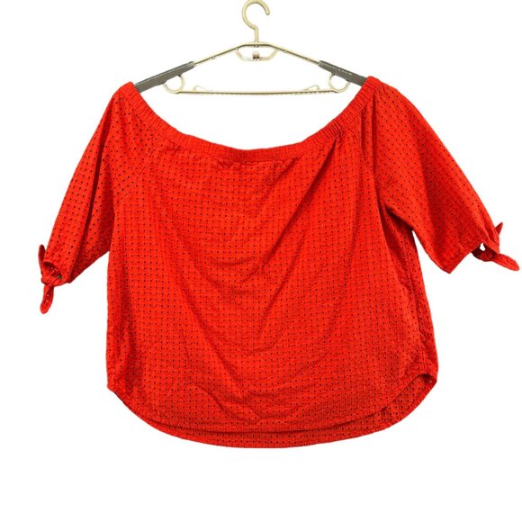Jessica London Perforated Top Womens Orange Perforated Cotton SS Size 28W - Picture 3 of 11